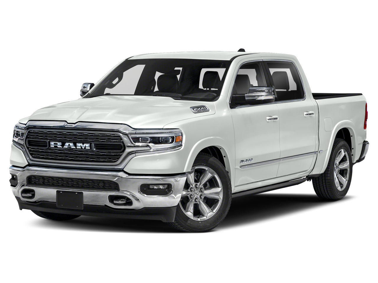 2021 RAM 1500 Limited in Bright White Clearcoat — front three-quarter view